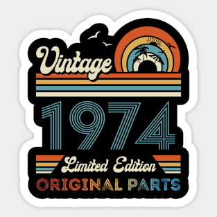 Vintage 1974 50th Birthday Gift For Men Women From Son Daughter Sticker